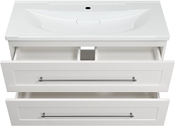 Misty Тумба с раковиной Марта 100 подвесная белая глянцевая – фотография-2